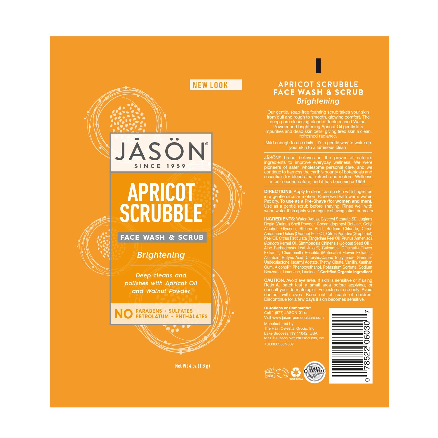 Brightening Apricot Scrubble Face Wash Scrub - Jason